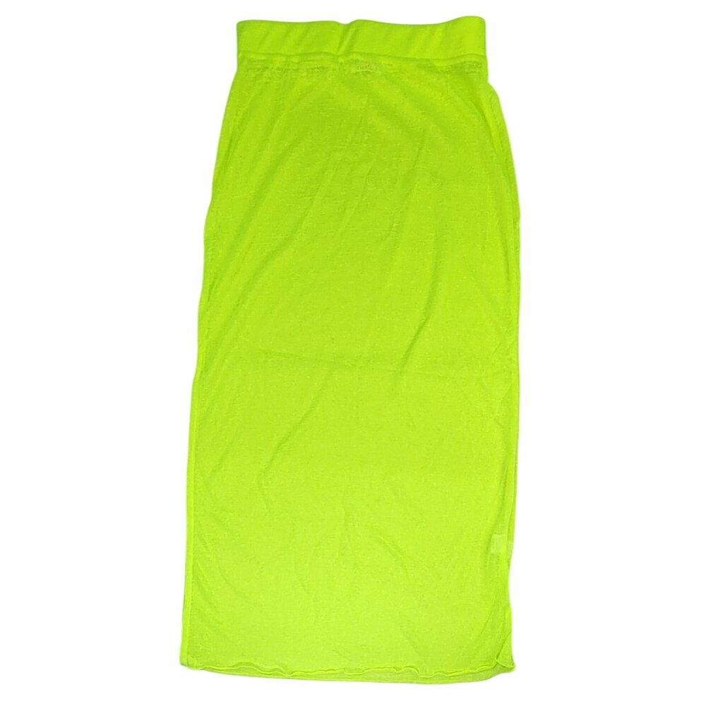 Long Cover Up Skirt Neon Yellow GeeGee Womens Med Swim Wear Polyester New